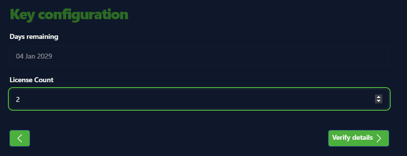 Verify details key configuration