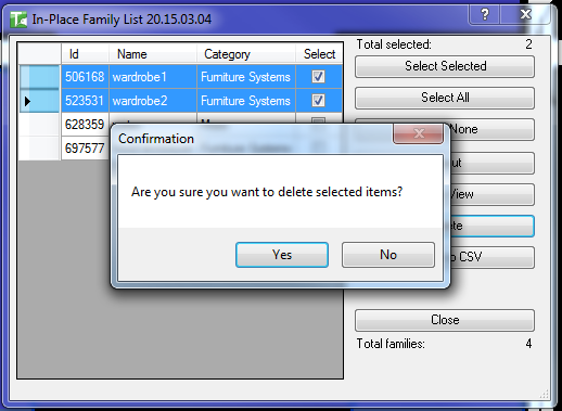 16 In-Place Family List