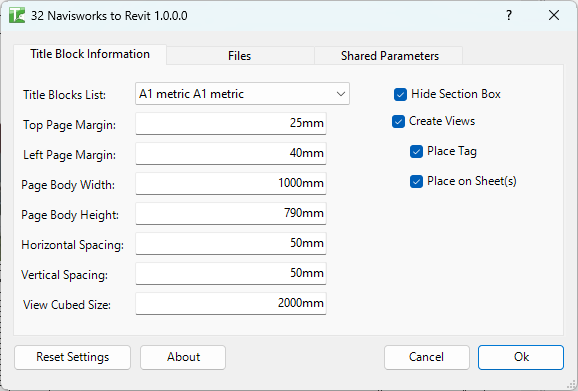 032 Navisworks to Revit — main dialog