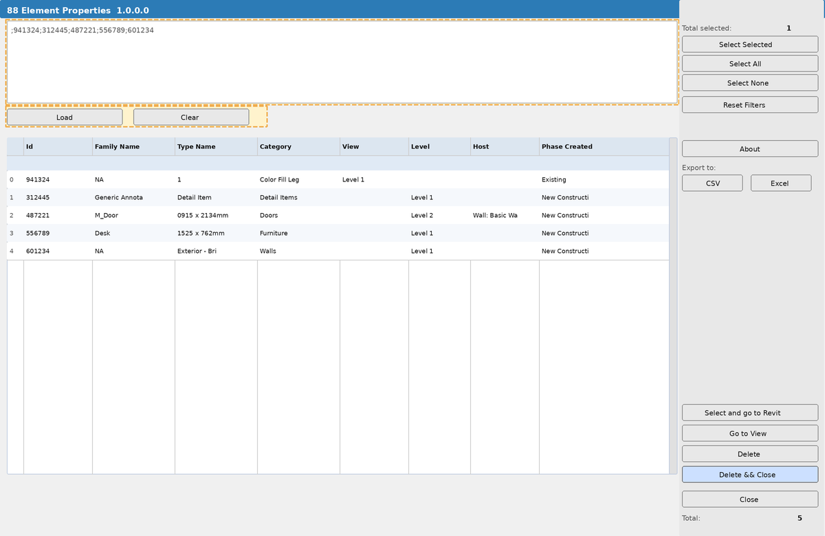 ID input text box and Load / Clear buttons highlighted