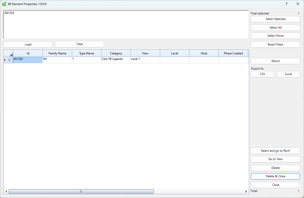 088 Element Properties — full dialog overview